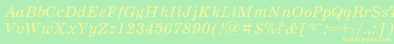 Schoolb3-fontti – keltaiset fontit vihreällä taustalla