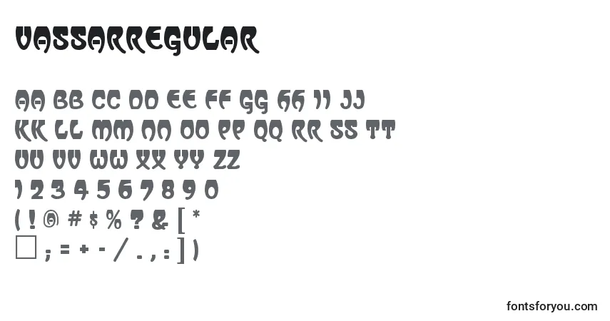 A fonte VassarRegular – alfabeto, números, caracteres especiais