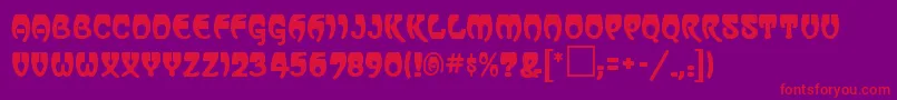 フォントVassarRegular – 紫の背景に赤い文字