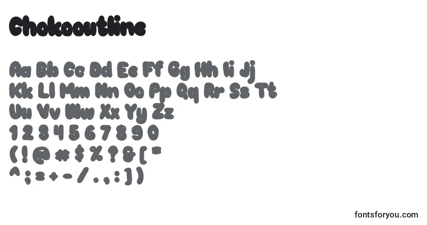 Schriftart Chokooutline – Alphabet, Zahlen, spezielle Symbole
