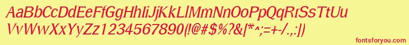 DressellightItalic Font – Red Fonts on Yellow Background