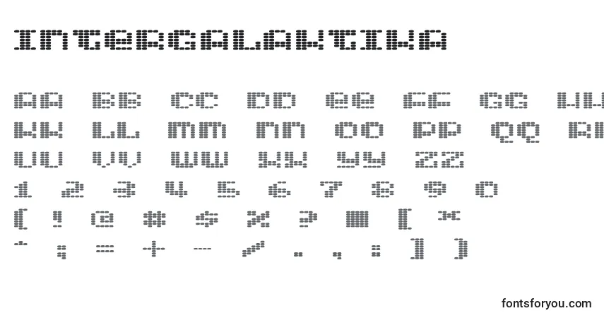 Шрифт Intergalaktika – алфавит, цифры, специальные символы