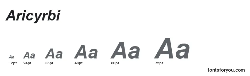 Размеры шрифта Aricyrbi