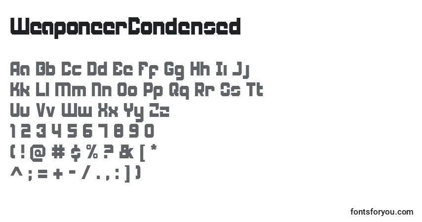 Schriftart WeaponeerCondensed – Alphabet, Zahlen, spezielle Symbole