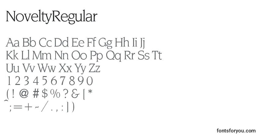 Schriftart NoveltyRegular – Alphabet, Zahlen, spezielle Symbole