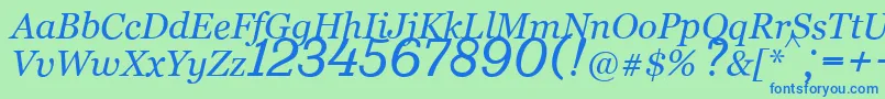 fuente Bm431Italic – Fuentes Azules Sobre Fondo Verde