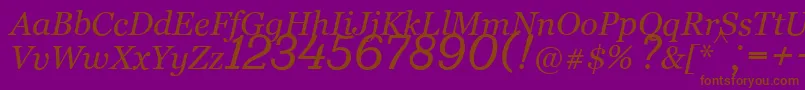 Bm431Italic-fontti – ruskeat fontit violetilla taustalla