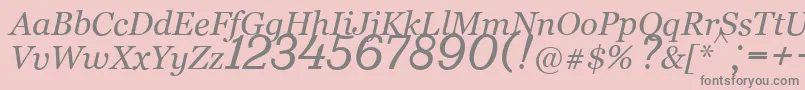 Fonte Bm431Italic – fontes cinzas em um fundo rosa