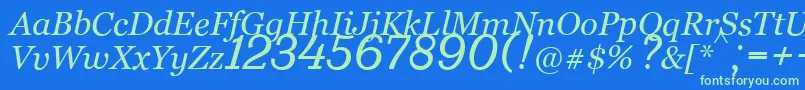 Bm431Italic Font – Green Fonts on Blue Background