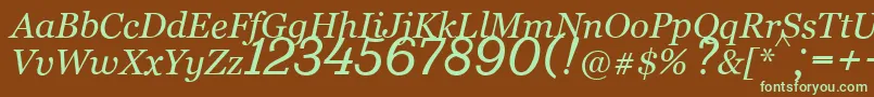 Czcionka Bm431Italic – zielone czcionki na brązowym tle