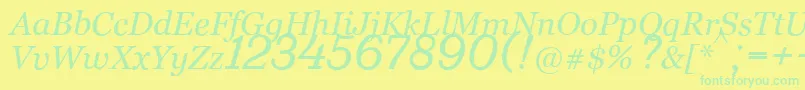 フォントBm431Italic – 黄色い背景に緑の文字