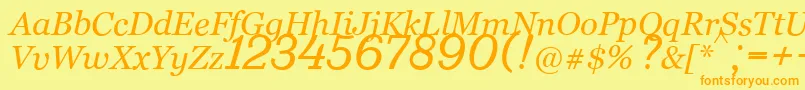 Fonte Bm431Italic – fontes laranjas em um fundo amarelo