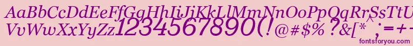 Fonte Bm431Italic – fontes roxas em um fundo rosa