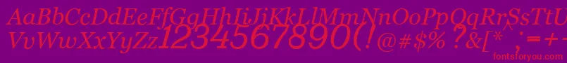 Fonte Bm431Italic – fontes vermelhas em um fundo violeta