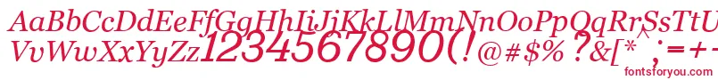 フォントBm431Italic – 白い背景に赤い文字