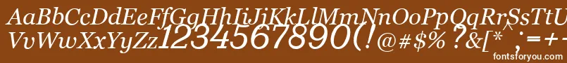 Bm431Italic-fontti – valkoiset fontit ruskealla taustalla