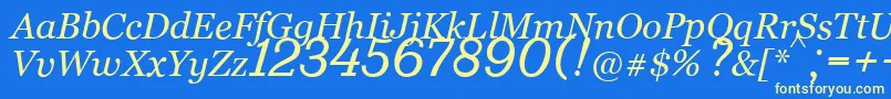 Fonte Bm431Italic – fontes amarelas em um fundo azul