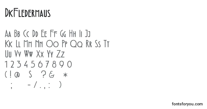 Schriftart DkFledermaus – Alphabet, Zahlen, spezielle Symbole