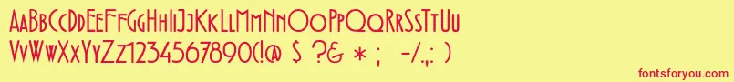 DkFledermaus Font – Red Fonts on Yellow Background