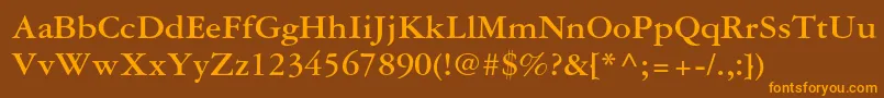 Weitere Informationen zur Garamond3ltstdBold-Schriftart Garamond3ltstdBold-Schriftart – Orangefarbene Schriften auf braunem Hintergrund