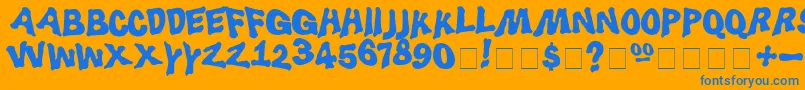 Luggerbu Font – Blue Fonts on Orange Background