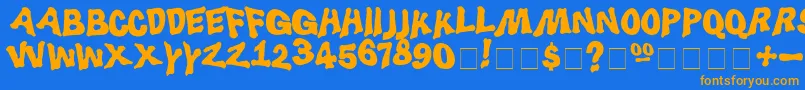 Luggerbu Font – Orange Fonts on Blue Background