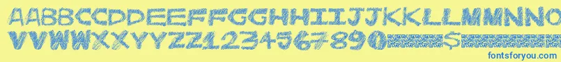 Catmeow Font – Blue Fonts on Yellow Background