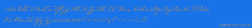 フォントBickhamscriptproBold – 青い背景に灰色の文字