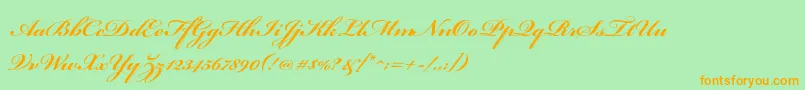 BickhamscriptproBold Font – Orange Fonts on Green Background