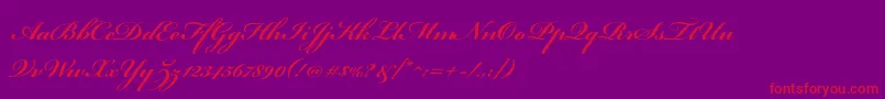 BickhamscriptproBold-Schriftart – Rote Schriften auf violettem Hintergrund