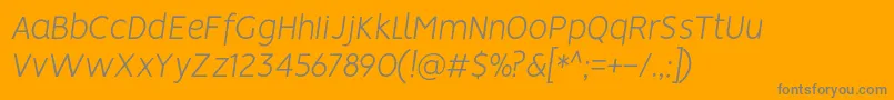 VisionLightitalic-Schriftart – Graue Schriften auf orangefarbenem Hintergrund