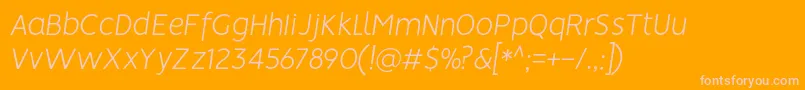 Fonte VisionLightitalic – fontes rosa em um fundo laranja