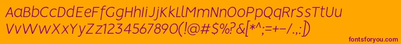 More about VisionLightitalic Font VisionLightitalic Font – Purple Fonts on Orange Background