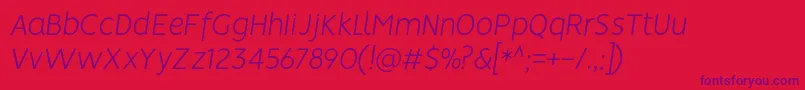 フォントVisionLightitalic – 赤い背景に紫のフォント