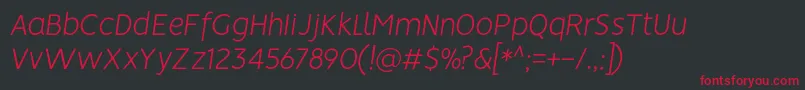VisionLightitalic Font – Red Fonts on Black Background