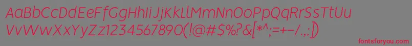 フォントVisionLightitalic – 赤い文字の灰色の背景