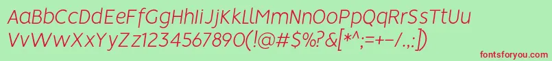 VisionLightitalic Font – Red Fonts on Green Background