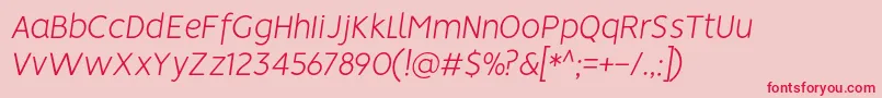 フォントVisionLightitalic – ピンクの背景に赤い文字