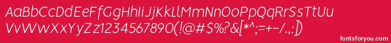 VisionLightitalic Font – White Fonts on Red Background