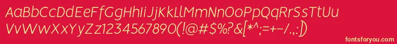 VisionLightitalic-fontti – keltaiset fontit punaisella taustalla