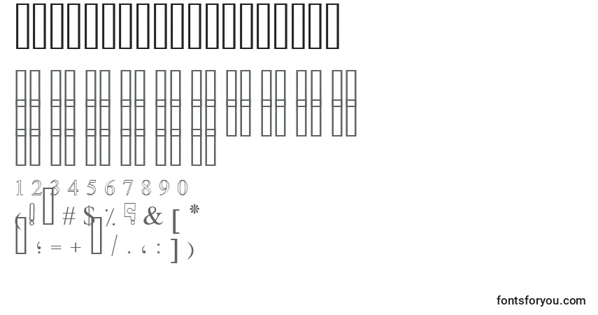 Schriftart SimpleIndustOutline – Alphabet, Zahlen, spezielle Symbole