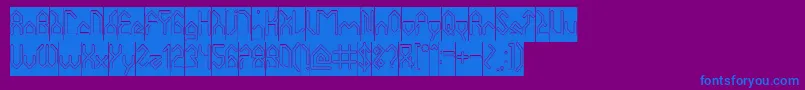 HouseBuilderHollowInverse-Schriftart – Blaue Schriften auf violettem Hintergrund
