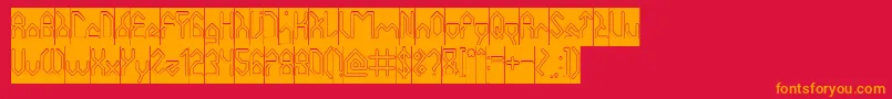 HouseBuilderHollowInverse-fontti – oranssit fontit punaisella taustalla