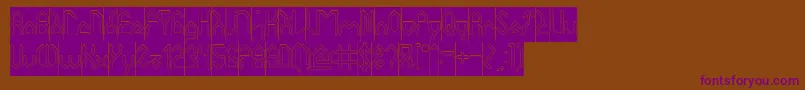 HouseBuilderHollowInverse-fontti – violetit fontit ruskealla taustalla