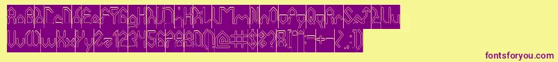 HouseBuilderHollowInverse-fontti – violetit fontit keltaisella taustalla