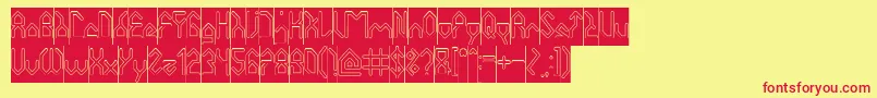 HouseBuilderHollowInverse Font – Red Fonts on Yellow Background