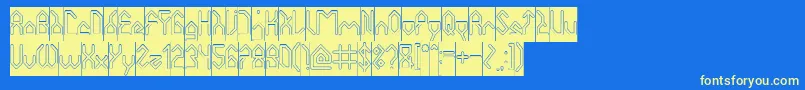 HouseBuilderHollowInverse-fontti – keltaiset fontit sinisellä taustalla