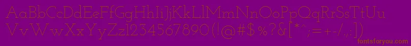 Josefinslab Light-Schriftart – Braune Schriften auf violettem Hintergrund