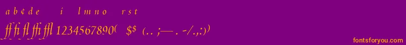 PoeticaChanceryExpert Font – Orange Fonts on Purple Background