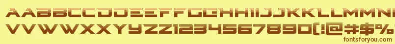 Cyberdynehalf-Schriftart – Braune Schriften auf gelbem Hintergrund